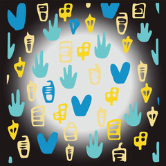 Poster - Hand drawn vector silhouette icons  art.Colourful vector icons.