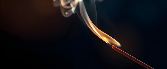 Wall Mural - close up of a matchstick with smoke coming out of it