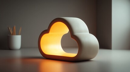 Poster - Elegant white vase with illuminated light inside creating a warm and inviting atmosphere in the room