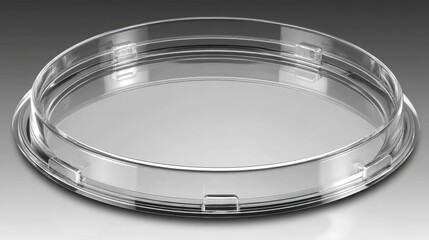 Poster - Clear plastic tray with contract page illuminated beneath glass dome against a minimalist background