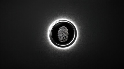 Poster - Intricate fingerprint imprinted on a wall symbolizing individuality and security within a protective shield design