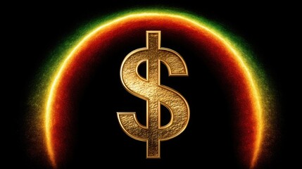 Aufkleber - Dynamic floating dollar sign centered within a vibrant rainbow energy representing financial prosperity and growth