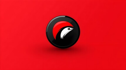 Poster - Dynamic flat design logo vibrant red background digital art modern aesthetic minimalist style