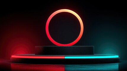 Poster - Red and blue light blending together in an abstract scene representing energy and innovation in a futuristic environment