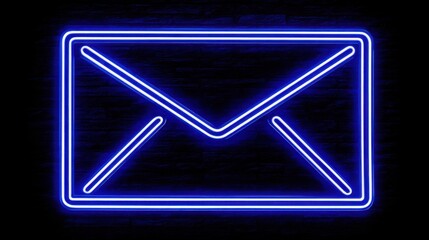 Poster - Neon blue email envelope radiating energy and modernity as a representation of effective digital communication