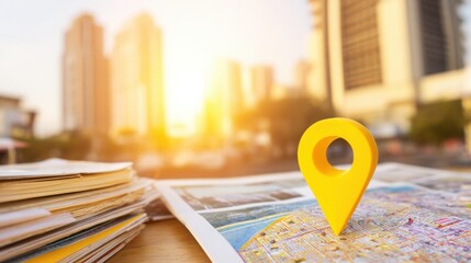 Poster - Detailed map featuring a pin marking a specific location representing success and achievement in a geographical context