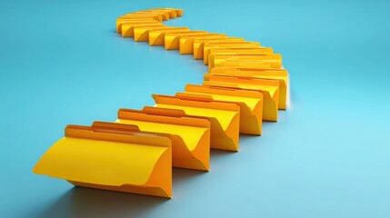 Poster - Yellow folder on blue background representing organization and data management in a digital environment