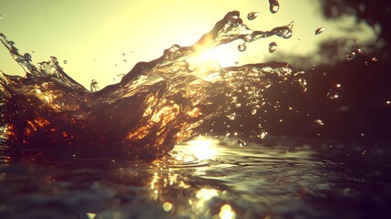 Poster - Dynamic water splash at sunset nature close-up photography serene environment artistic viewpoint