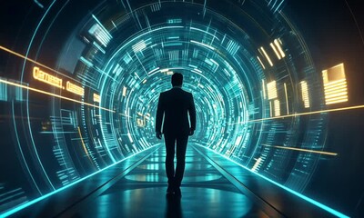 Futuristic tunnel, business leader