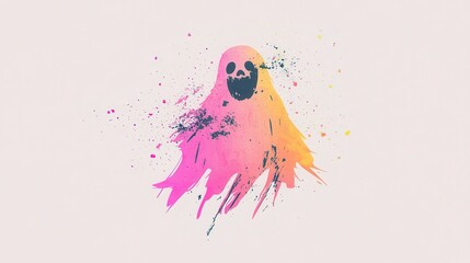 Poster - abstract ghost, painted in vibrant hues.