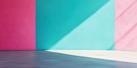 Poster - Pink And Teal Wall With Light And Shadow