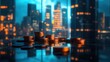 © ZpongXED - A close-up view of stacked coins reflecting city lights, showcasing a blend of finance and urban lifestyle in a vibrant, modern setting.