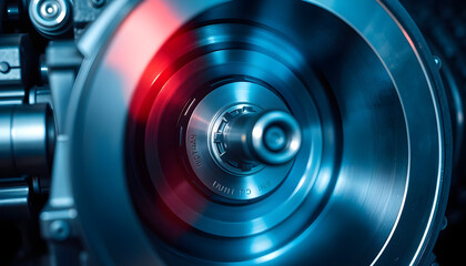 Wall Mural - close up of a metal object with a red light