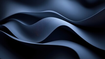 Poster - a close-up of flowing fabric, showcasing smooth curves and deep shades of blue, highlighting texture