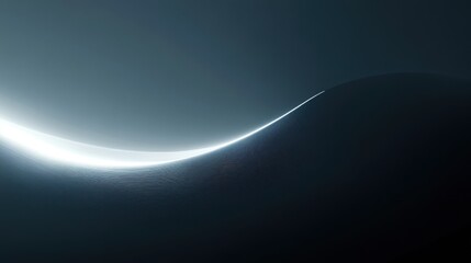 Poster - a minimalist image showcasing a smooth, curved line illuminated against a dark background, evoking a