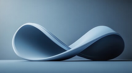 Poster - A sleek, abstract sculpture resembling an infinity symbol, crafted with smooth curves and a minimalist design against a muted background.