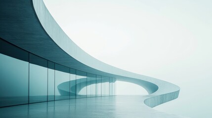 Poster - a futuristic architectural design featuring smooth, flowing lines and large glass panels, creating a
