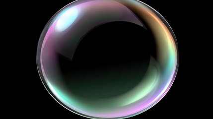 Poster - colorful soap bubble against a black backdrop.