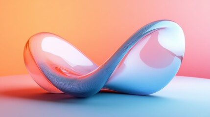Poster - a smooth, flowing sculpture in vibrant colors, resembling an abstract form, set against a softly gra