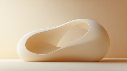 Poster - A minimalist, abstract sculpture featuring a smooth, flowing design with an open cavity, highlighting aesthetic simplicity and modern artistry.