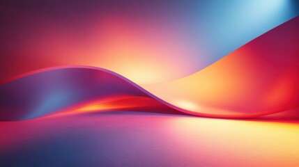 Poster - a vibrant abstract composition of flowing curves in shades of blue, orange, and purple, creating a d