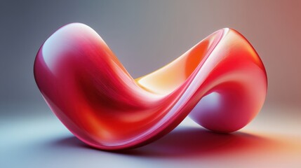 Poster - a vibrant, abstract sculpture featuring smooth curves and a blend of red and orange hues, creating a
