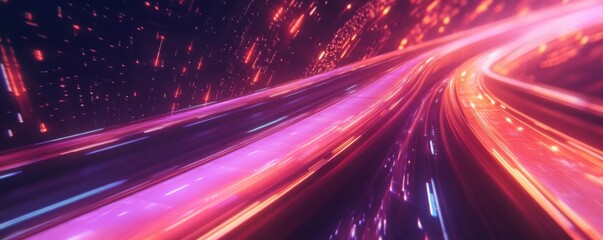 Wall Mural - neon highway to the future: a journey through light and speed
