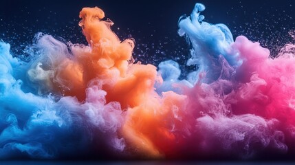 Poster - a vibrant explosion of colorful smoke swirls against a dark background, creating a visually striking