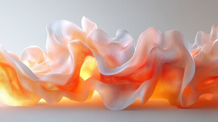 Poster - an abstract art piece featuring flowing, soft, translucent shapes in warm hues, evoking a sense of m
