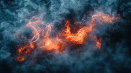 Poster - an abstract image featuring swirling smoke and vibrant flames, creating a dynamic and captivating vi