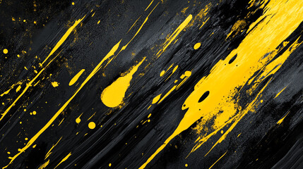 Poster - Abstract black yellow paint strokes texture 
design, featuring dynamic strokes perfect for modern design concepts, Abstract oil painting with bright yellow and dark swirls.