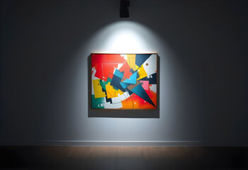 Wall Mural - painting hanging on a wall in a dark room