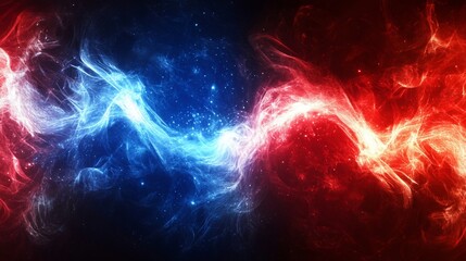 Aufkleber - Abstract Nebula Background with Fiery Red and Cosmic Blue Energy