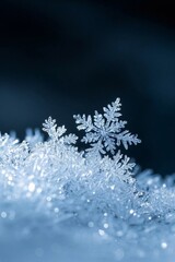 Wall Mural - snow flakes are on top of a snow covered surface