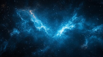Blue Nebula in Dark Space Cosmic Background