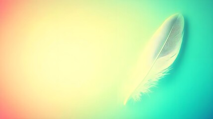 Poster - Delicate feather detail on vibrant turquoise background soft textures abstract art