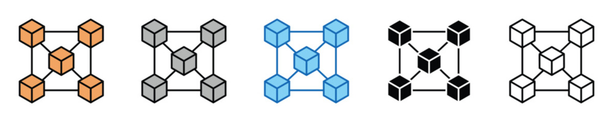 Fototapete - Blockchain Icons Set – Editable Vector Icons in Multiple Styles