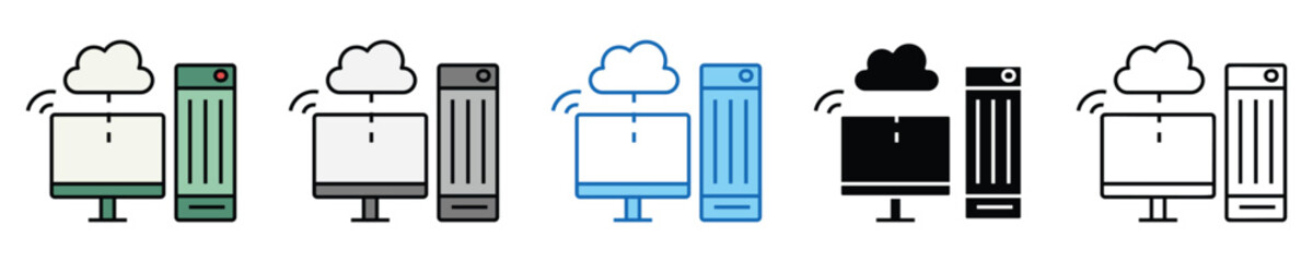 Fototapete - Cloud Computing Icons Set – Editable Vector Icons in Multiple Styles