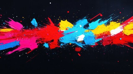 Wall Mural - abstract vibrant paint splatter art on dark background