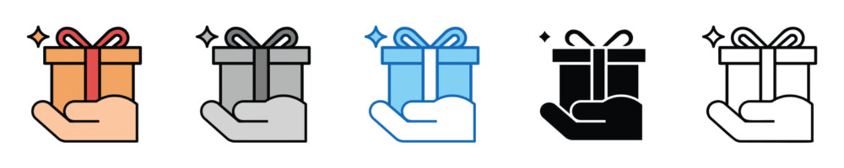 Poster - Gift Icons Set – Editable Vector Icons in Multiple Styles