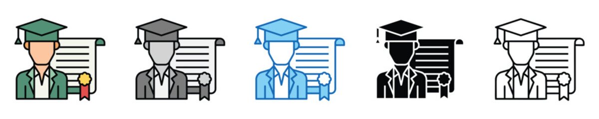 Poster - Graduation Icons Set – Editable Vector Icons in Multiple Styles
