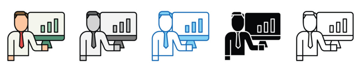 Poster - Mentor Icons Set – Editable Vector Icons in Multiple Styles