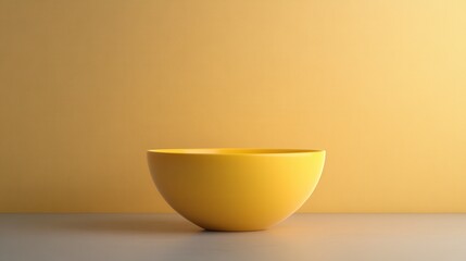 Poster - A simple, yellow bowl is centered against a matching yellow background, creating a minimalist and vibrant aesthetic.