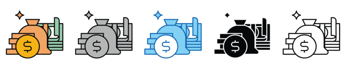 Aufkleber - Money Icons Set – Editable Vector Icons in Multiple Styles