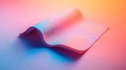 Poster - A colorful, abstract representation of a newspaper or sheet, featuring vibrant gradients and flowing curves against a soft background.