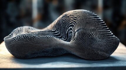 Poster - A sculptural piece featuring intricate layered patterns, resembling organic forms, showcasing a unique interplay of light and shadow.