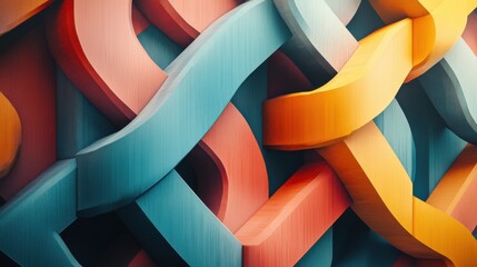 Poster - A vibrant, abstract design featuring intertwined, colorful shapes in a textured pattern, creating a dynamic visual flow.