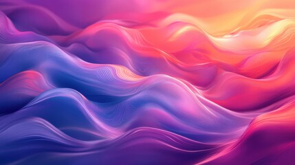 Poster - A vibrant, abstract representation of flowing waves, showcasing gradients of pink, purple, and blue hues, evoking a sense of tranquility and movement.