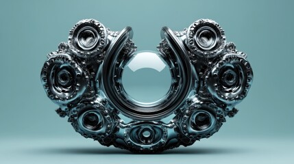 Poster - a sleek, modern sculpture featuring intricate floral patterns and smooth curves, set against a soft 