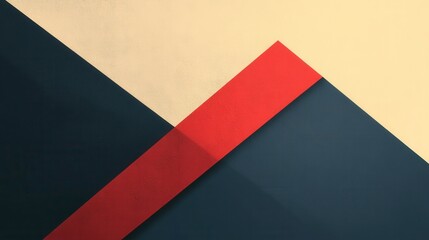Poster - An abstract design featuring geometric shapes in muted colors, with a striking red element contrasting against blue and beige backgrounds.